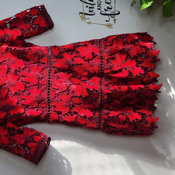 Red Flower Lace Dress - Picture 3 of 7